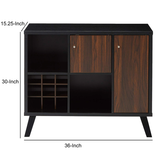 Wooden Storage Cabinet with Shutter Door Compartments Rustic Brown