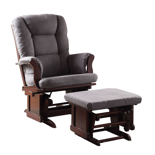 2-Pcs Multifunctional Floor Chair, Microfiber Glider Chair & Ottoman with cherry finish frame