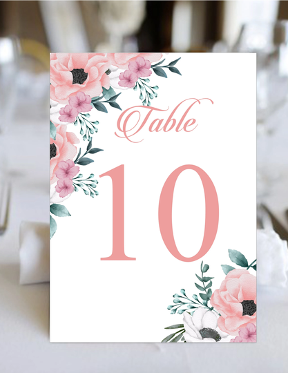 Table Numbers Blush Wedding | Seating Cards Item Tn-619 Lovebirdslane