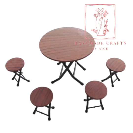 Dollhouse Folding Table & Chairs Set Mini Furniture Model Folding Table Chair Food Stall Restaurant Scene Play Doll House Accessories