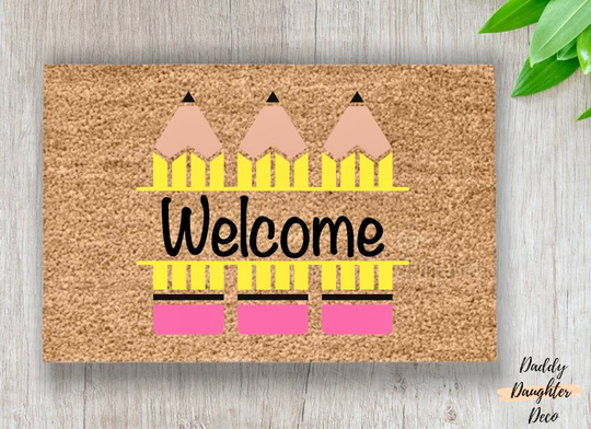 Welcome Classroom Doormat | Pencil Teacher Appreciation Gift School