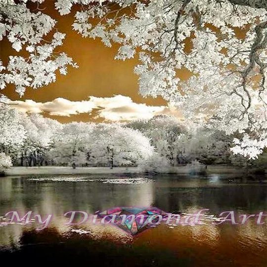 5D Diy My Diamond Art | Winter Lake Sunset Painting Kit | New