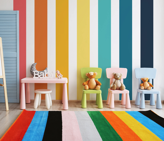 Retro Rainbow Wall Decals, Colorful Stickers, Stripes Decor, Nursery Wall Sticker, Kids Room Decals 54