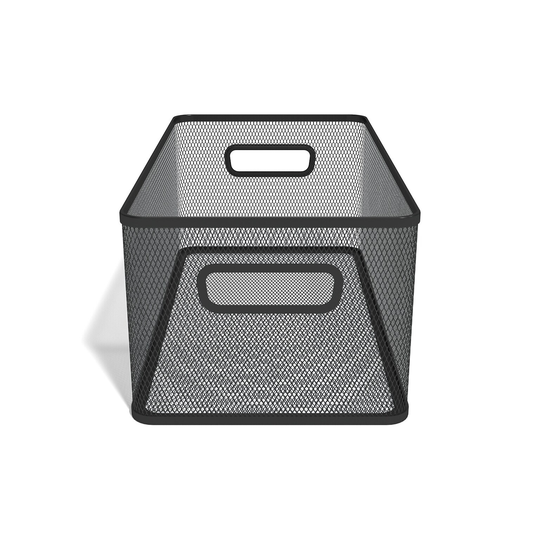 TRU RED Matte Black Wire Mesh Storage Box - 6.69" x 15.75" x 8.58"