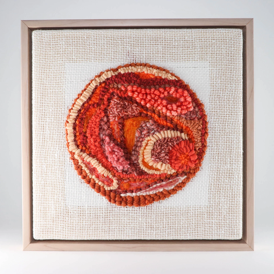Fiber Art Color Study, Peach Orchard | 10x10 Rug Hooking, Punching, Needle Felting