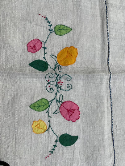 Floral Applique Vintage Card Table Tablecolth