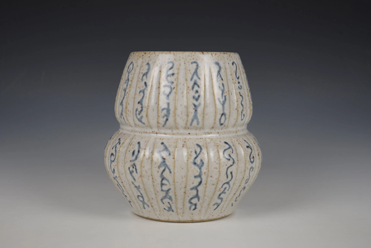 Fluted Speckled White Utensil Holder, Slip Trail Pencil Holder - Handmade Stoneware Pottery By Douglas Bechler Uh53