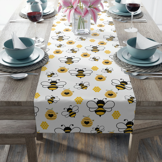 Honey Bee Table Runner, Decor, Watercolor Bumble Hive Gifts, Housewarming Gift, Decor