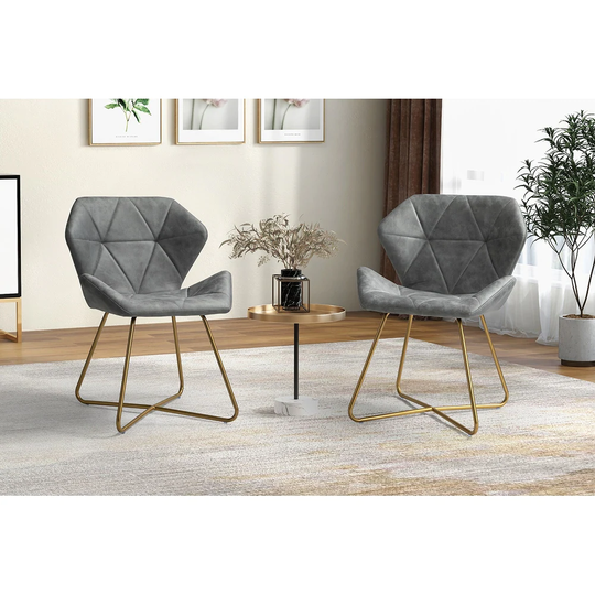 Rosa Accent Side Chair with X-shaped Metal Base Set of 2