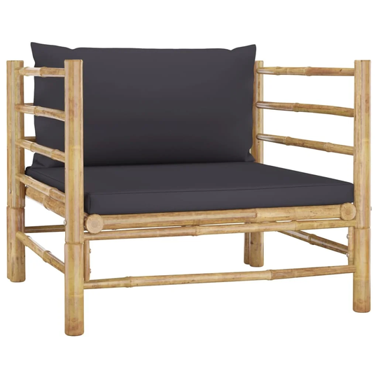 Garden Sofa with Dark Gray Cushions Bamboo
