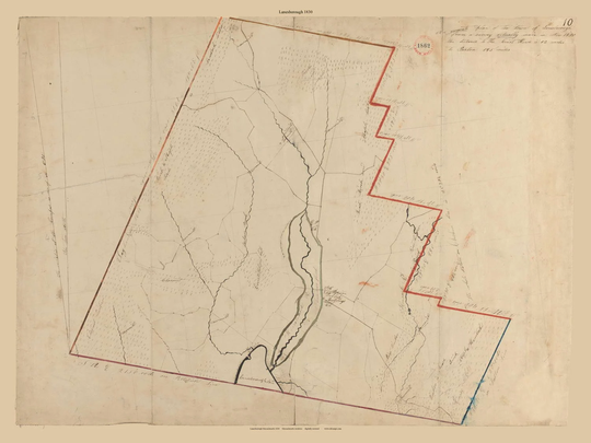 Lanesborough 1830 Town Plan - Old Roads Map Reprint Restored Massachusetts Archives Ma