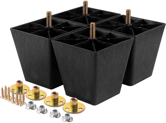 Furniture Legs 4 Inch Sofa For Chair Loveseats Ottoman Imitation Wood Grain Square Pack Of Legs Replacement