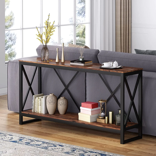 Industrial 70.9 Inch Console Table, Sofa Table Behind Couch Table