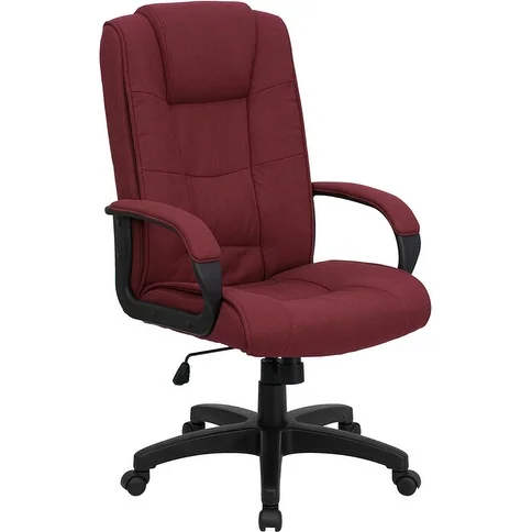 Offex High Back Burgundy Fabric Executive Office Chair - 26.25''W x 31.5''D x 44'' - 48''H