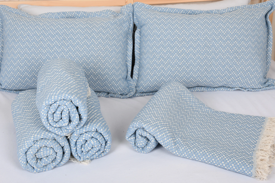 Sofa Blanket, Herringbone Throw With Pillow Covers, 67"x75" Couch Cover, Turkey Bedcover, Yoga Curtain Throw, Beach