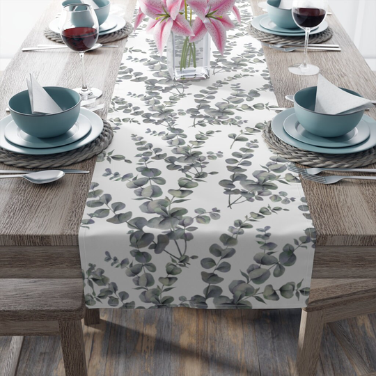 Eucalyptus Table Runner, Green Leaf Decor, Gifts, Housewarming Gift, Botanical Decor
