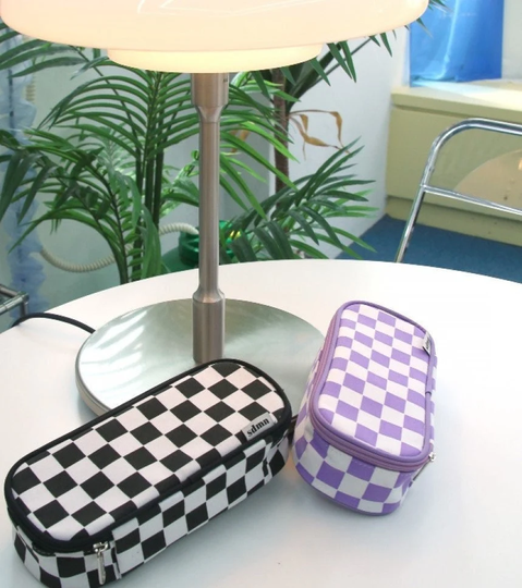 Checkerboard Pencil Case/Pen Case Pouch Zipper Brush Makeup Bag School Supplies