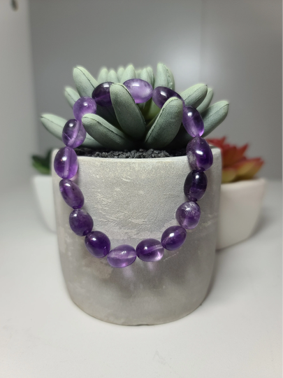 Pebble Nugget Shaped Amethyst Beaded Bracelet