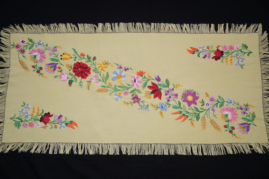Hungarian Kalocsa Table Runner 82.5/36 cm, Hand Embroidered Home Decoration, Folk Runner, Colorful Embroidery, Floral Decor