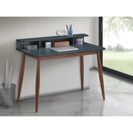 Roundhill Furniture Roskilde Grey-blue Wooden Storage Office Desk