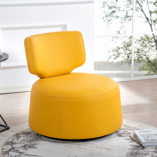 Yellow PU Swivel Bucket Chair with Metal Base