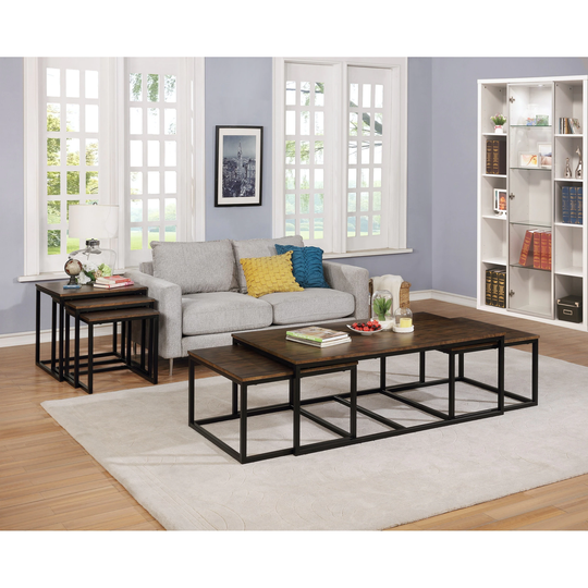 Arcadia Acacia Wood 54" Coffee Table with Nesting Tables