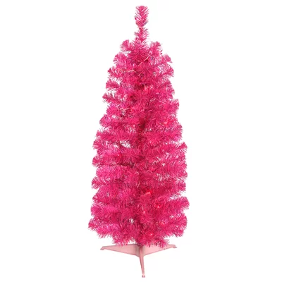 2' Pink Pine Artificial Christmas Tree with 35 Pink Lights