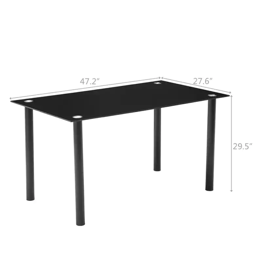 Modern Glass-top Black Iron Dining Table