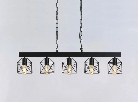 Farmhouse Chandelier Light - Industrial Lighting Kitchen Island Dining Room 5 Light Pendant Rustic