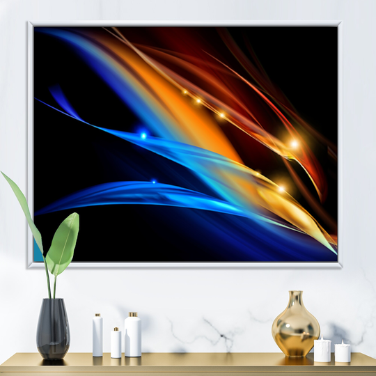 Designart 'Colorful Fractal Fire And Water Fusion IV' Modern Floral Framed Canvas Wall Art
