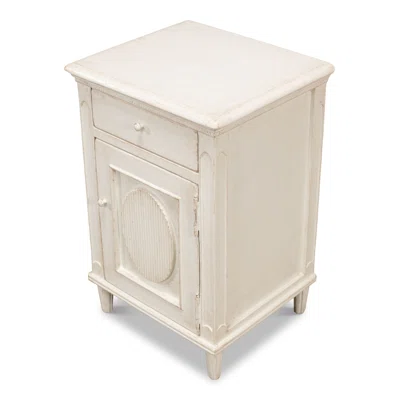 Ribbon 1 Door Commode End Table, Antique White