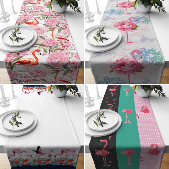 Pink Table Runner, Summer Trend Kitchen Flamingo Tablecloth, Home Textile Decor, Housewarming Gifts