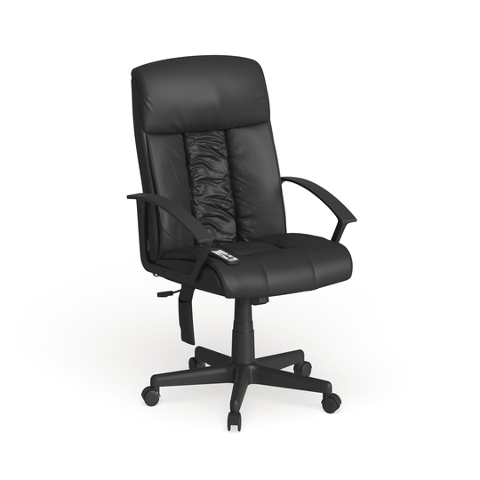 High Back Massaging LeatherSoft Upholstered Chair with Side Remote Pocket