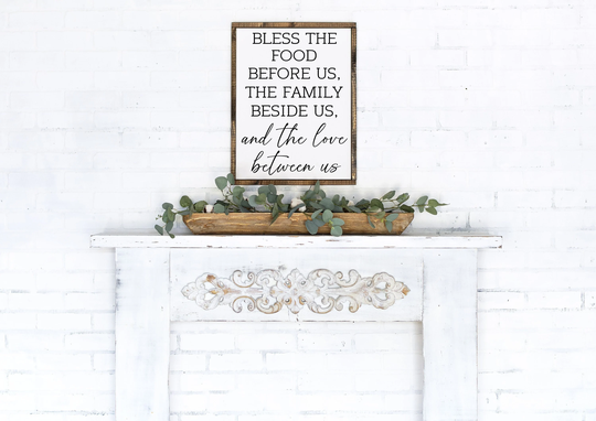 Bless The Food - Wood Sign Dining Room Quote Kitchen Wall Art Table