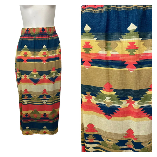 1990S Southwestern Print Long Pencil Skirt Slip in/Women's Medium