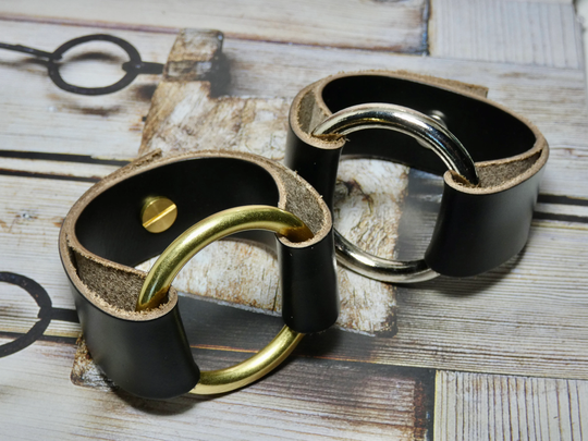 Leather Wrap Large Cuff Bracelet, Unisex Circle O Ring Bracelet