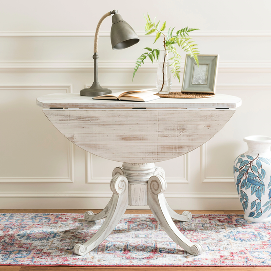 SAFAVIEH Forest Antique White Round Drop Leaf Dining Table - 43.3' x 43.3' x 30.7'