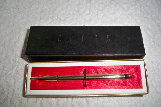 Cross Ladies Mechanical Pencil 1/30 10K Gold Filled/Necklace Loop Orig. Box Vintage Used Excellent For Gifting Or Keepsake