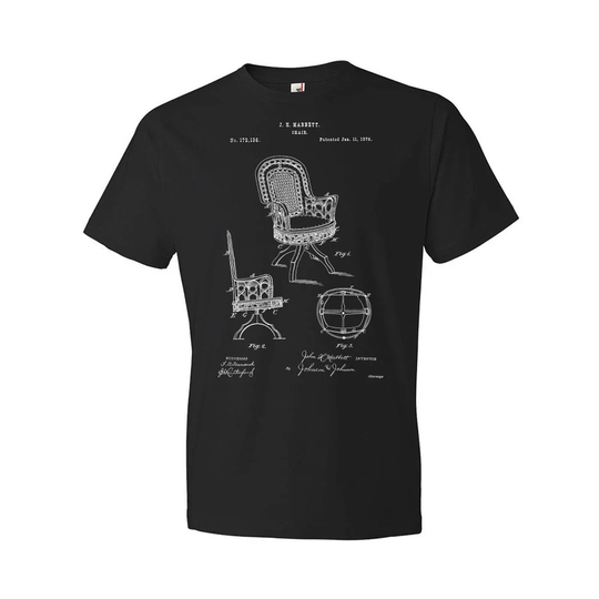 Rattan Chair Shirt, Collector Gift, Thift Shop Tee, Wicker Chair, Patio Furniture, Designer Furniture Maker, Blueprint