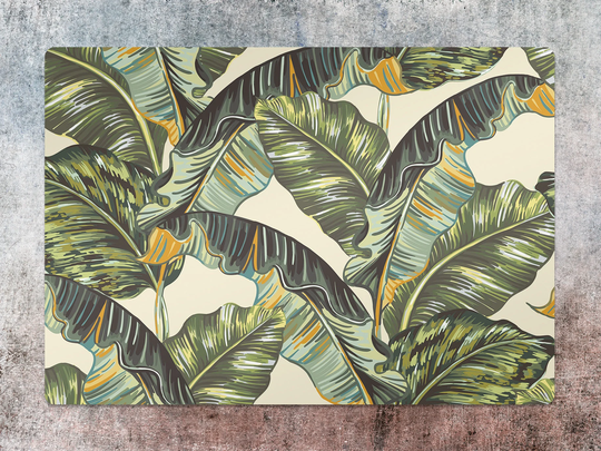 Tropical Palm Leave Chair Mat, Green Splat Orange Vinyl Floor Exotic Protective Office Room Rug, Comfort Mat