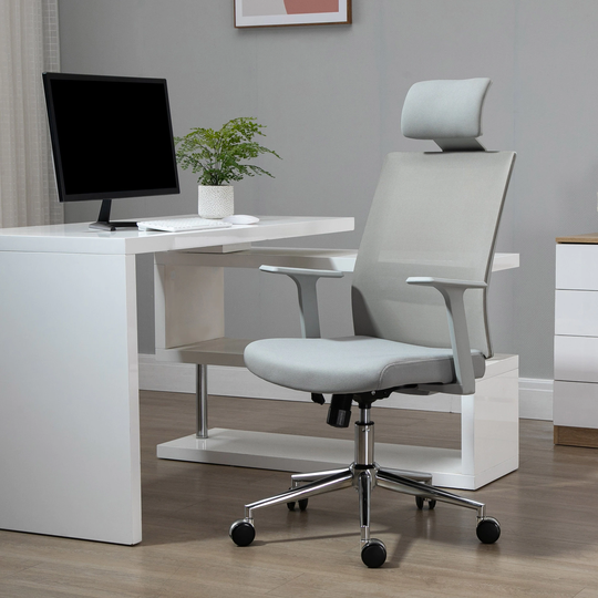 Vinsetto High Back Office Chair, Swivel Task Chair with Lumbar Back Support, Breathable Mesh, and Adjustable Height, Headrest