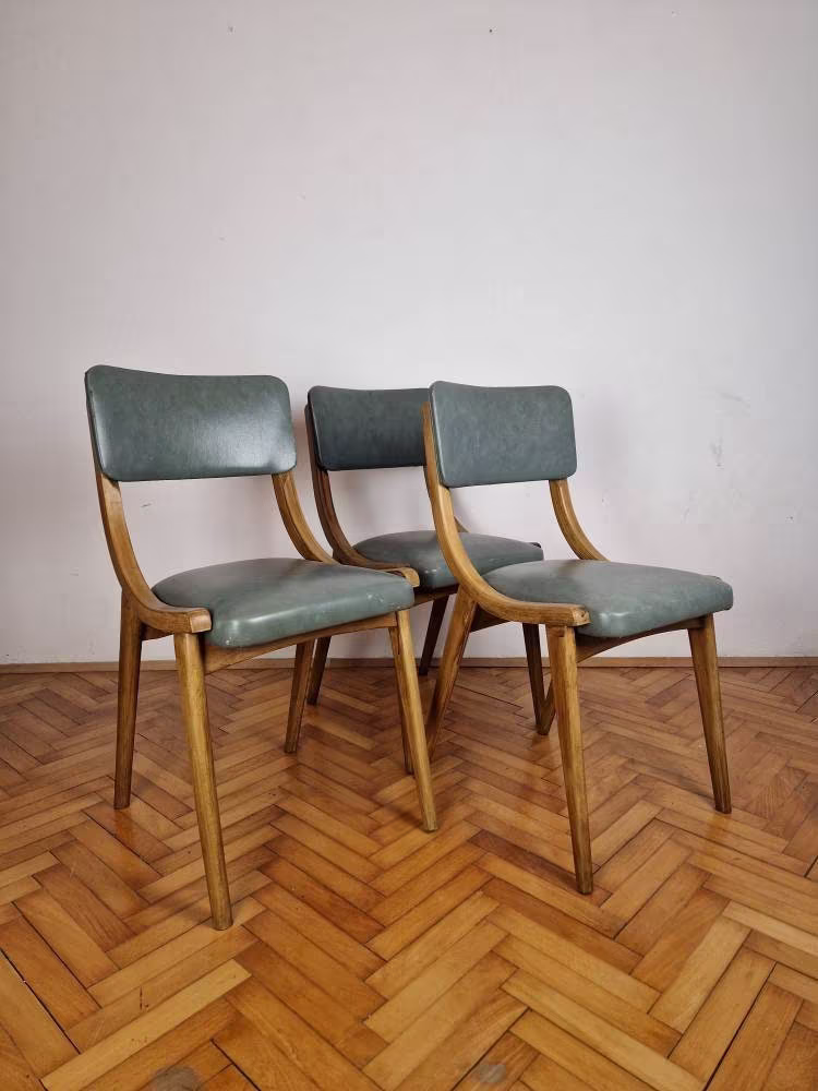 1 Of 3 Vintage Wooden Dinning Chairs/Farmhouse Chair Office Stol Kamnik 1950S Yugoslavia Scandinavian Style