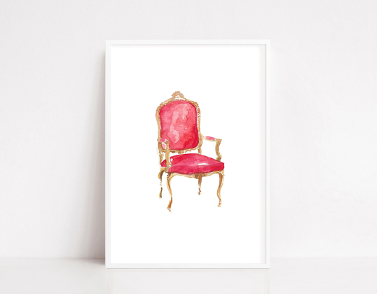 Art Nouveau Chair, Interior Design Print, Chair Illustration, Watercolor Art, Printed Modern, Illustration