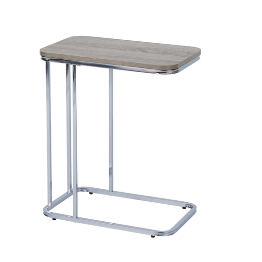Teamson Home Cora 20" C-Table with Wood Grain Finish and Metal Base, Brown