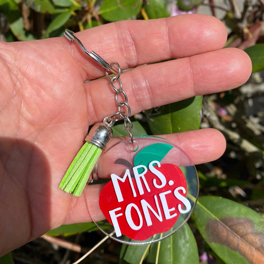 Teacher Appreciation|Gift Apple & Pencils Personalized Keychains