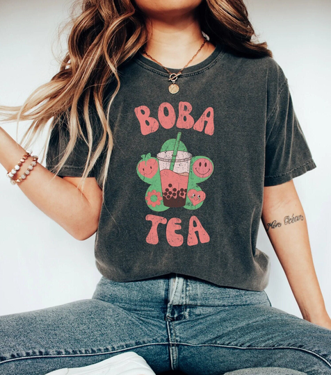 Boba Comfort Colors Shirt, Bubble Tea Lover Gift, Tshirt, Milk Retro