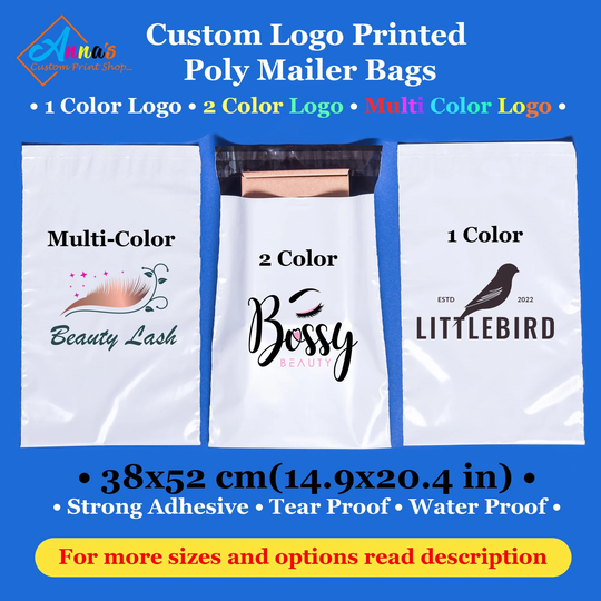 Custom Printed Poly Mailers, Colored Shipping Bags With Brand Logo & Text, Customize Mailers For Clothing, Courier -38x52 cm