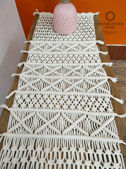 Handmade Macrame Table Runner, Boho Chic Decor, Home Decor Dining Kitchen Wares, Wedding Housewarming Gifts