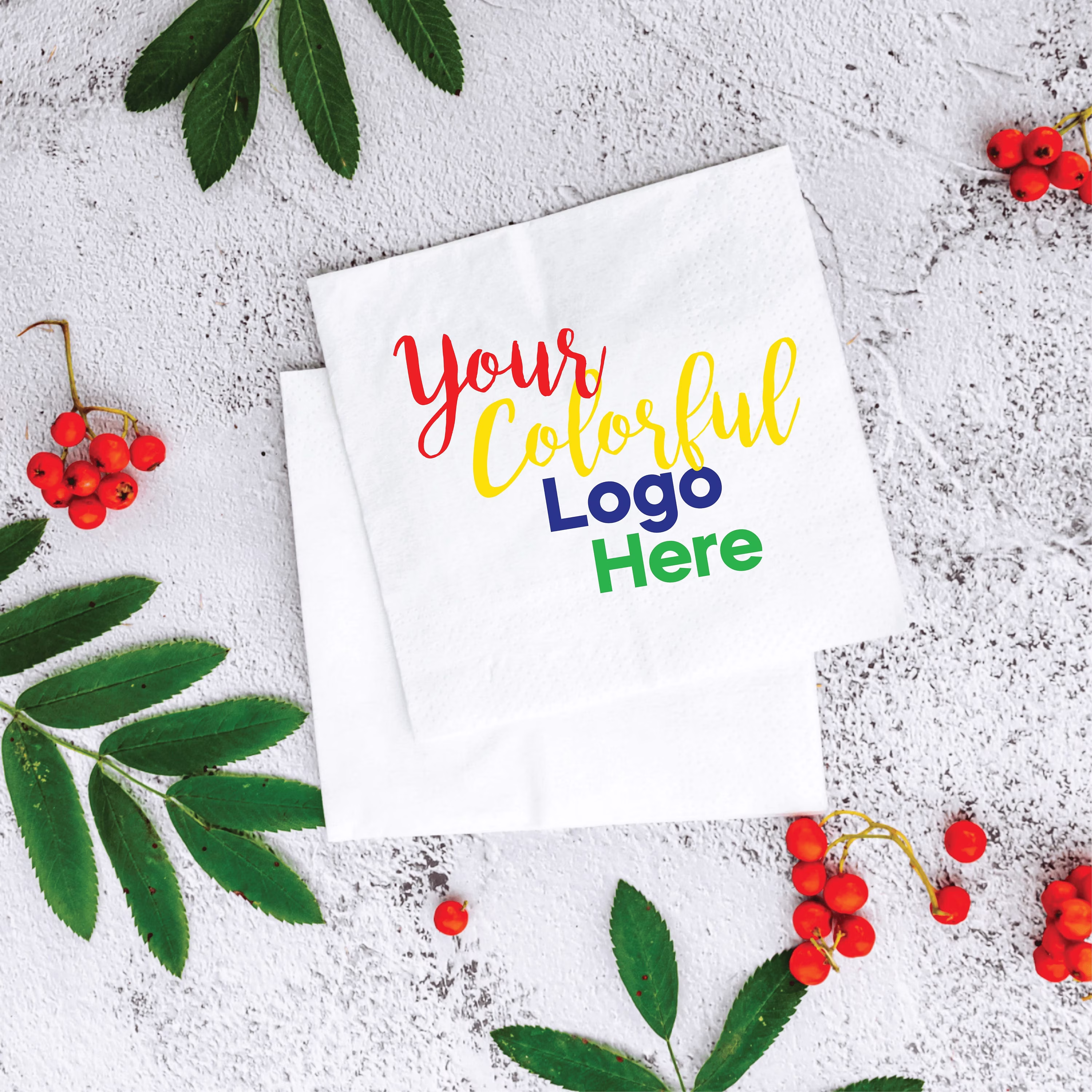 Set Of 50 Personalized Colorful Logo Napkins Photo Custom Serviette Cocktail