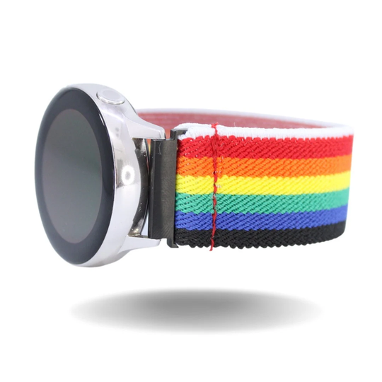 Elastic Samsung Galaxy Active 1 & 2 Watch Band - Fits 40mm & 44mm With 20mm Adapters Rainbow Pride Lgbtq Holiday Xmas Winter Gift Ally